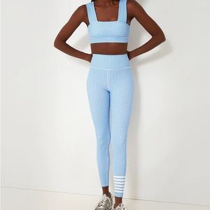 ADDISON BAY light blue gingham Bra and Leggings set SO GORGEOUS XS